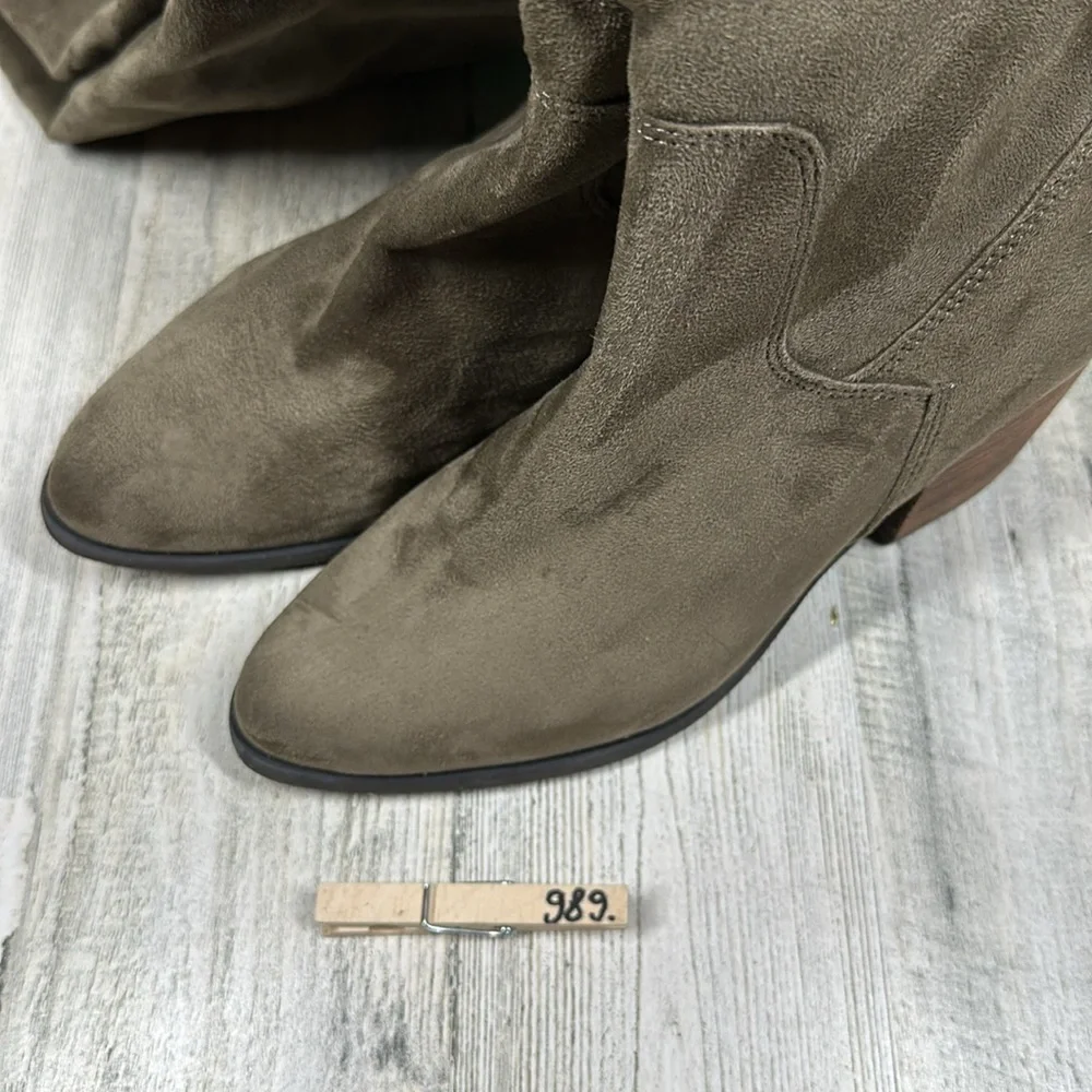New BP. Luke Black‎ Side Zip Block Heel Over The Knee Boots #989